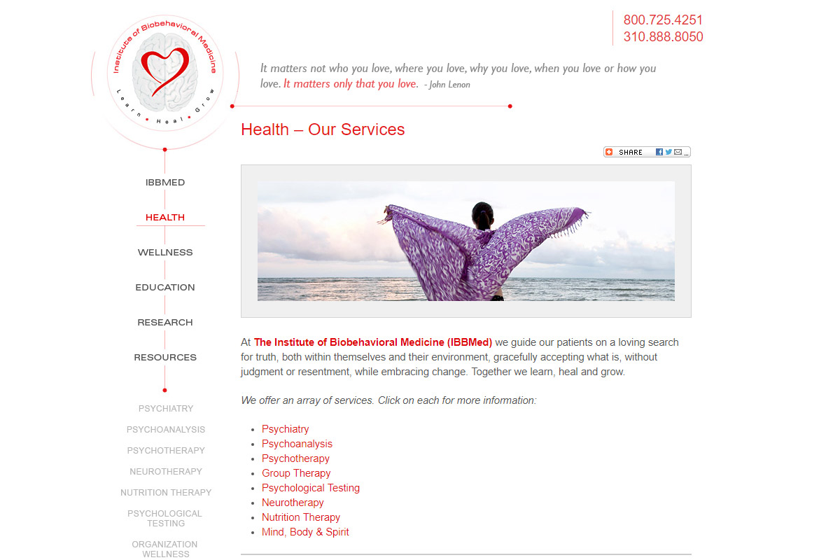 IBBMED Website - health Page Thumbnail