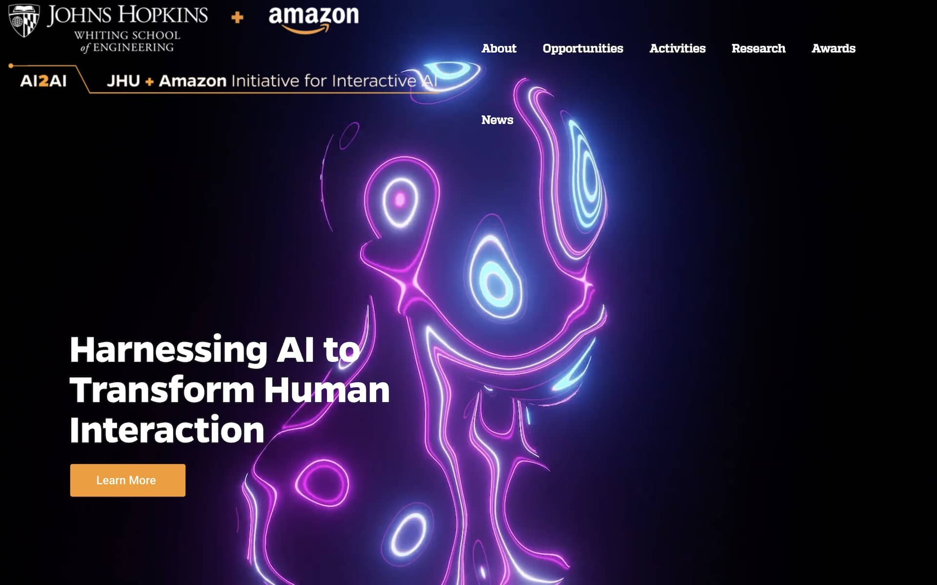 Johns Hopkins and Amazon Initiative for Interactive AI Website Page Screenshot