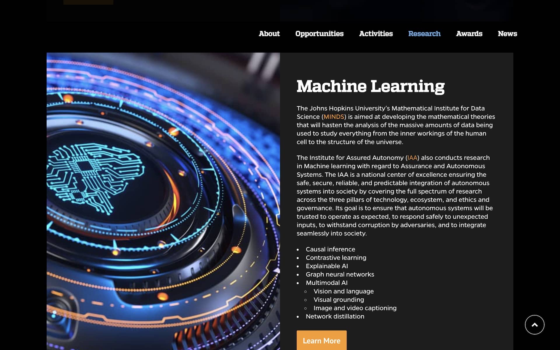 Johns Hopkins and Amazon Initiative for Interactive AI Website Page Screenshot