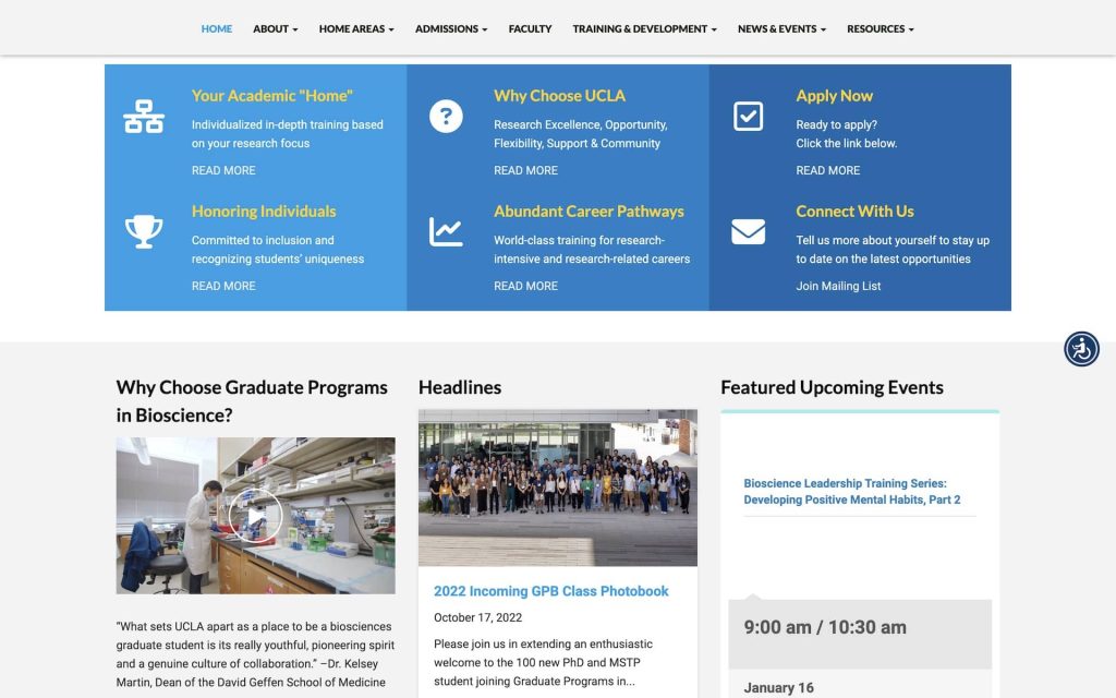 Graduate Program in Bioscience Page Screenshot