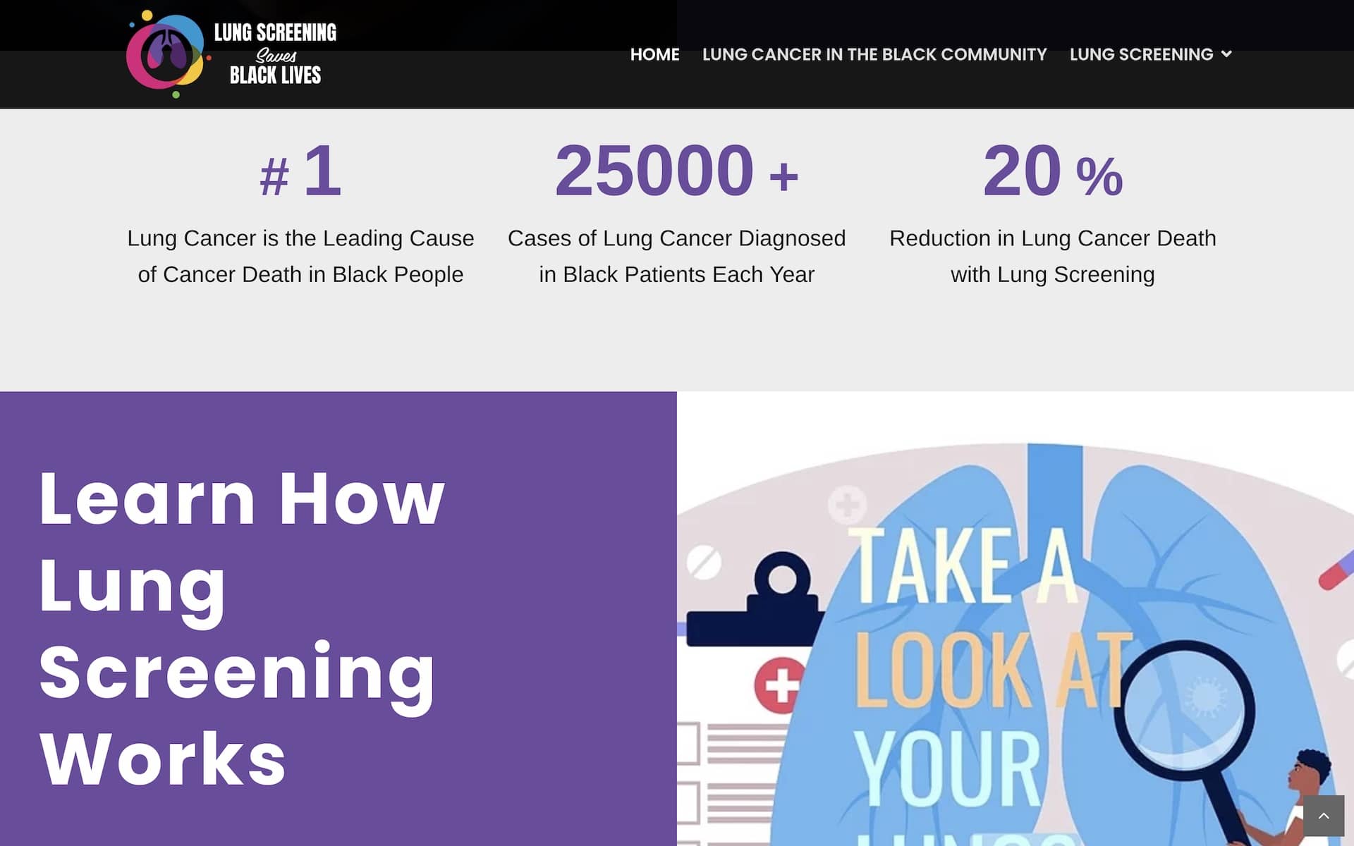 Lung Screening Saves Black Lives Website Screenshot