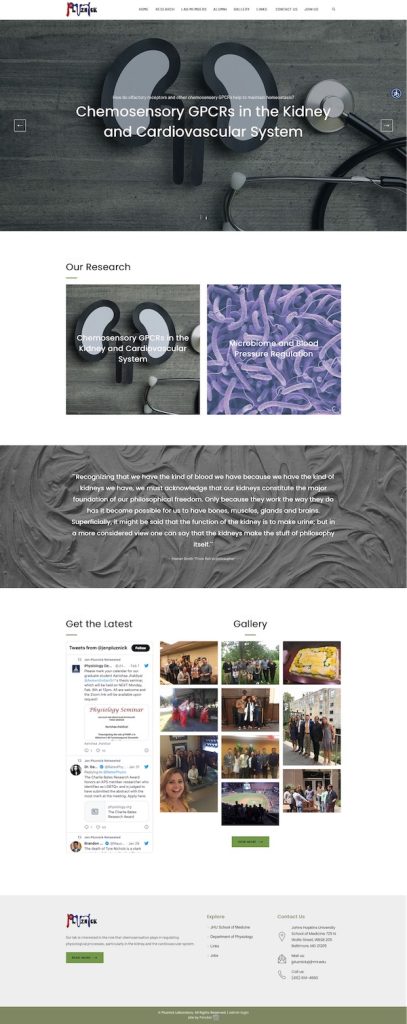 Pluznick Lab Website full page screenshot