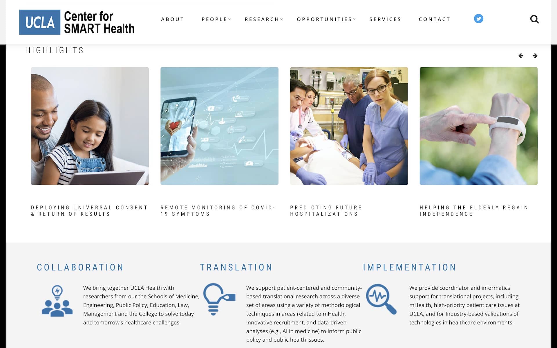 UCLA Center for SMART Health Website Page Screenshot