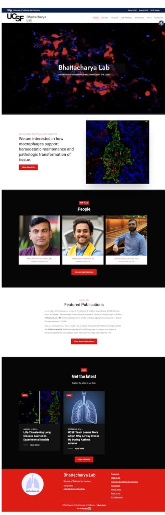 Bhattacharya Lab Website Full Page Screenshot