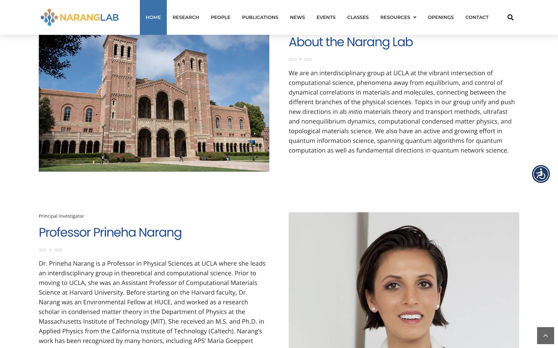 Narang Lab Website Page Screenshot