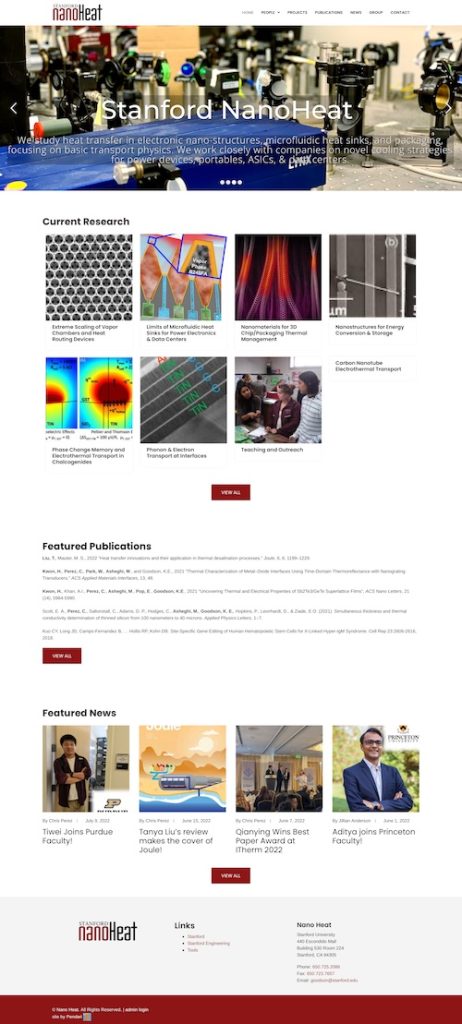 Stanford Nanoheat Website Full Page Screenshot