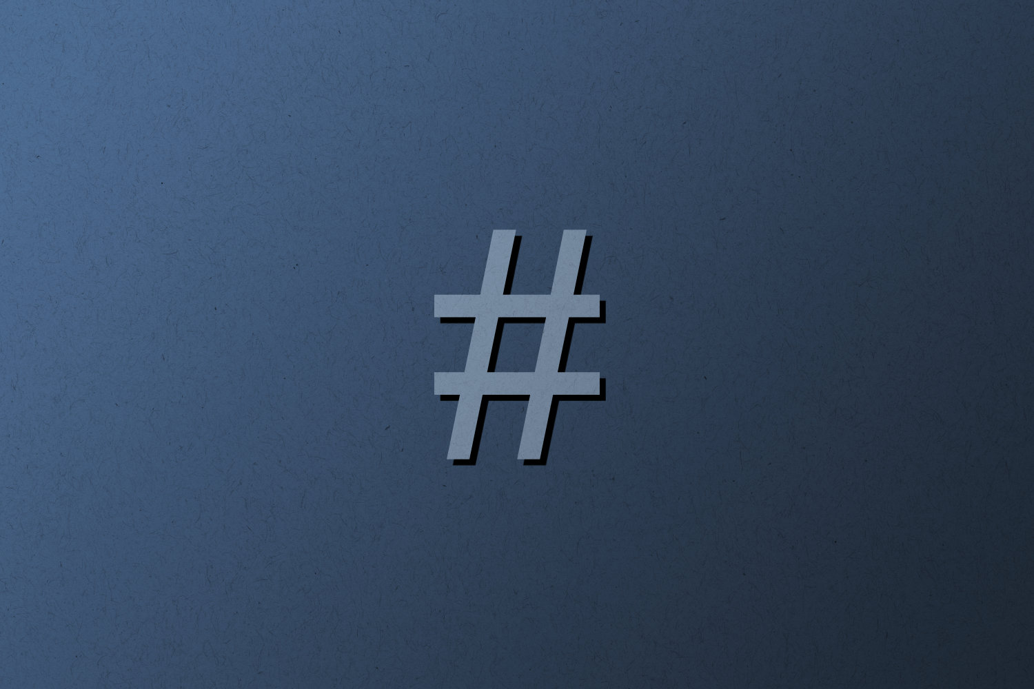 large hashtag on blue background